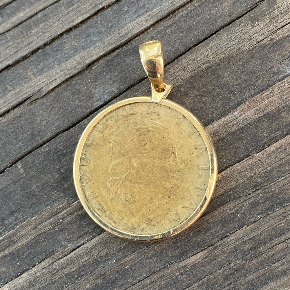 LIRE Italian coin pendant REAL GOLD estate vintage